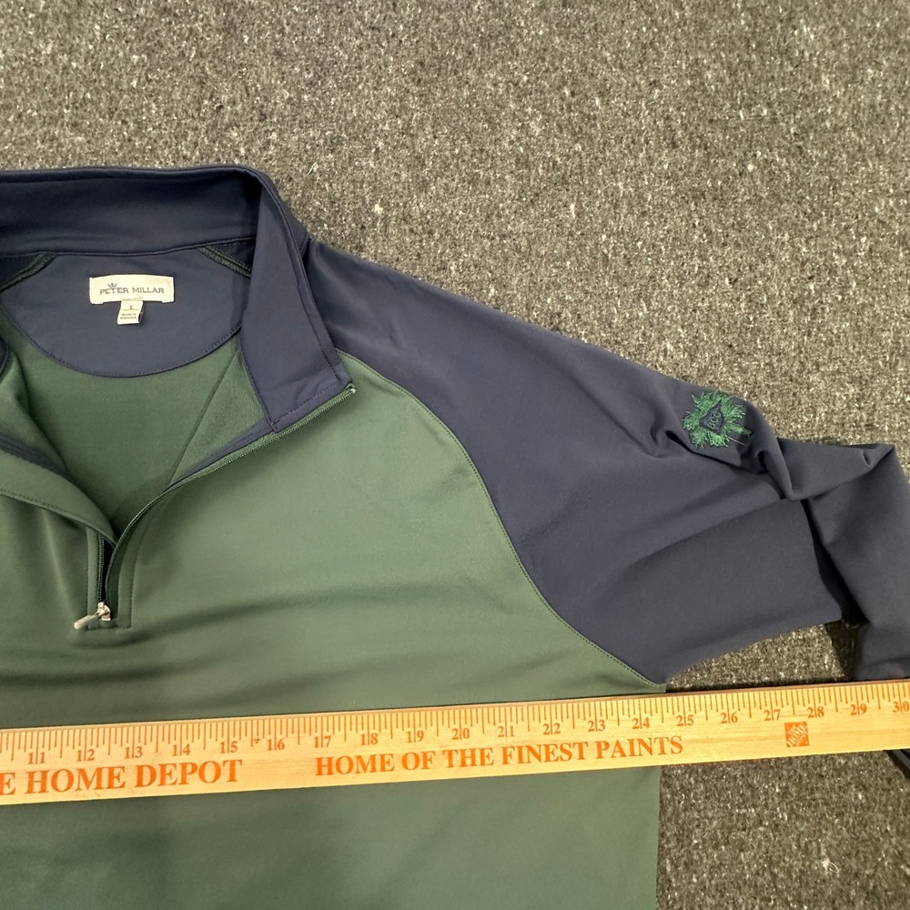 Peter Millar 1/4 Zip Mens L Green Navy Blue Performance Golf Pullover MF21EK40C - Picture 5 of 12